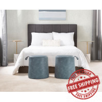 Lumisource OT-ROLLO BU Rollo Contemporary Ottoman in Blue Faux Leather